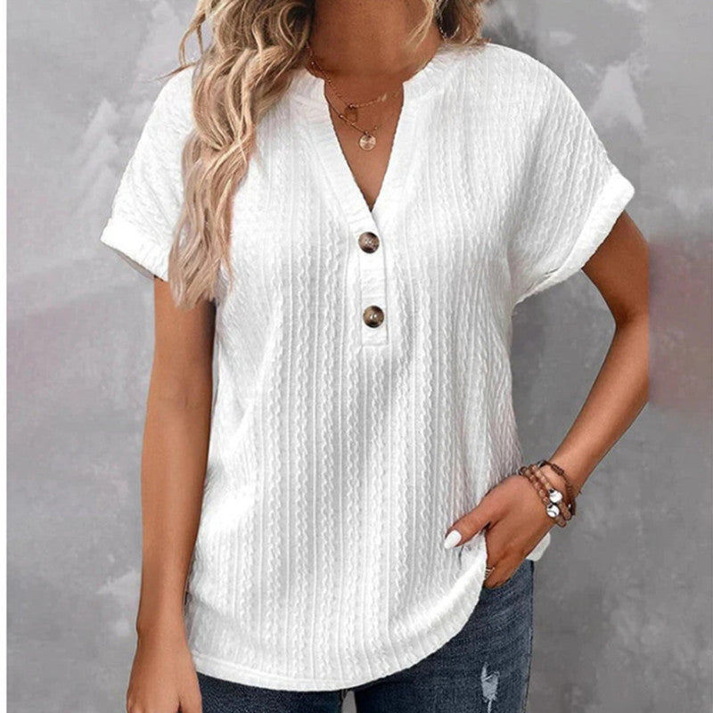 Top Alana – Manches Aériennes & Détail Boutonné