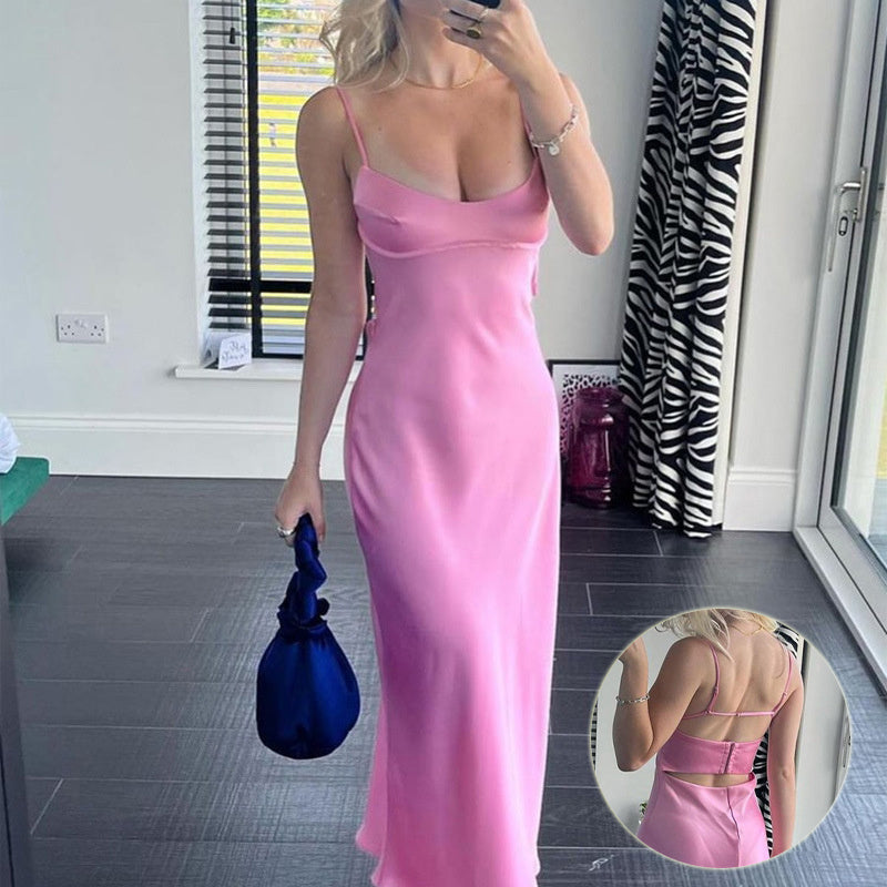 Robe Longue Satinée Dos Nu