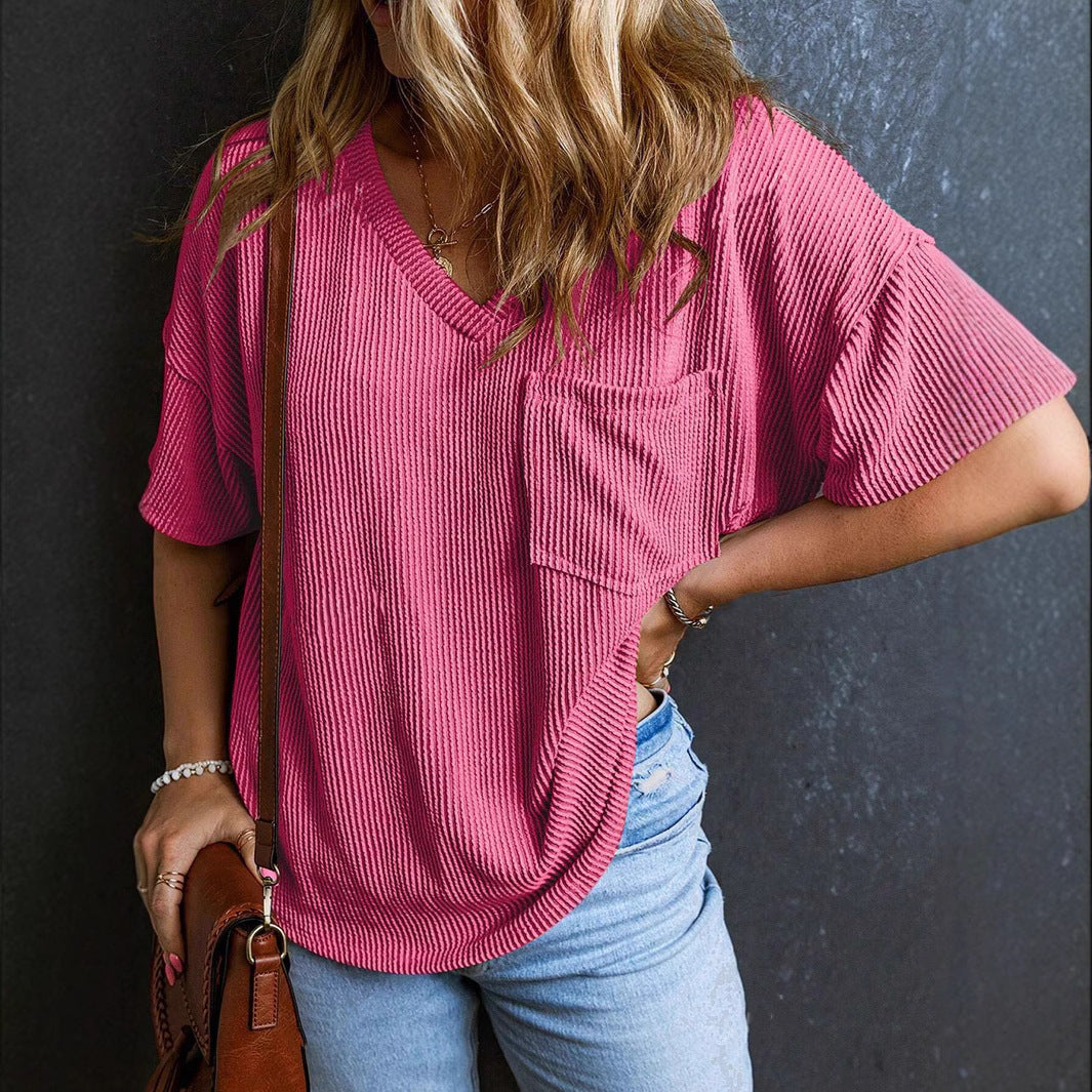 Top Bicolore à Manches Courtes – Casual Chic & Confort Assumé