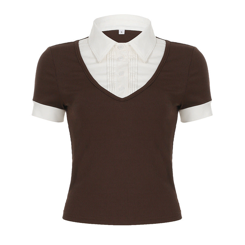 T-shirt Polo Rétro – Élégance Commuter & Détails Couture