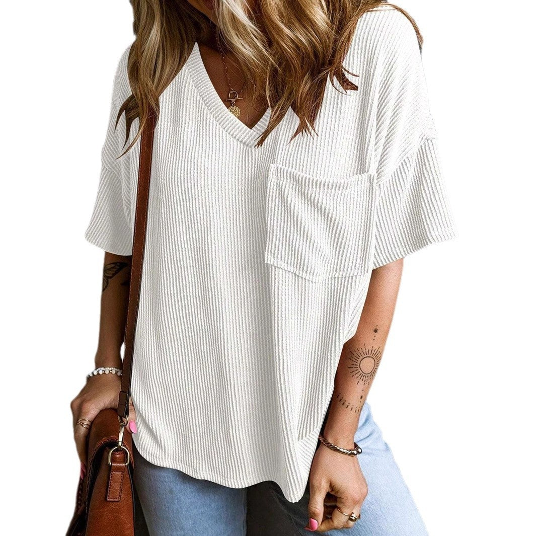 Top Bicolore à Manches Courtes – Casual Chic & Confort Assumé