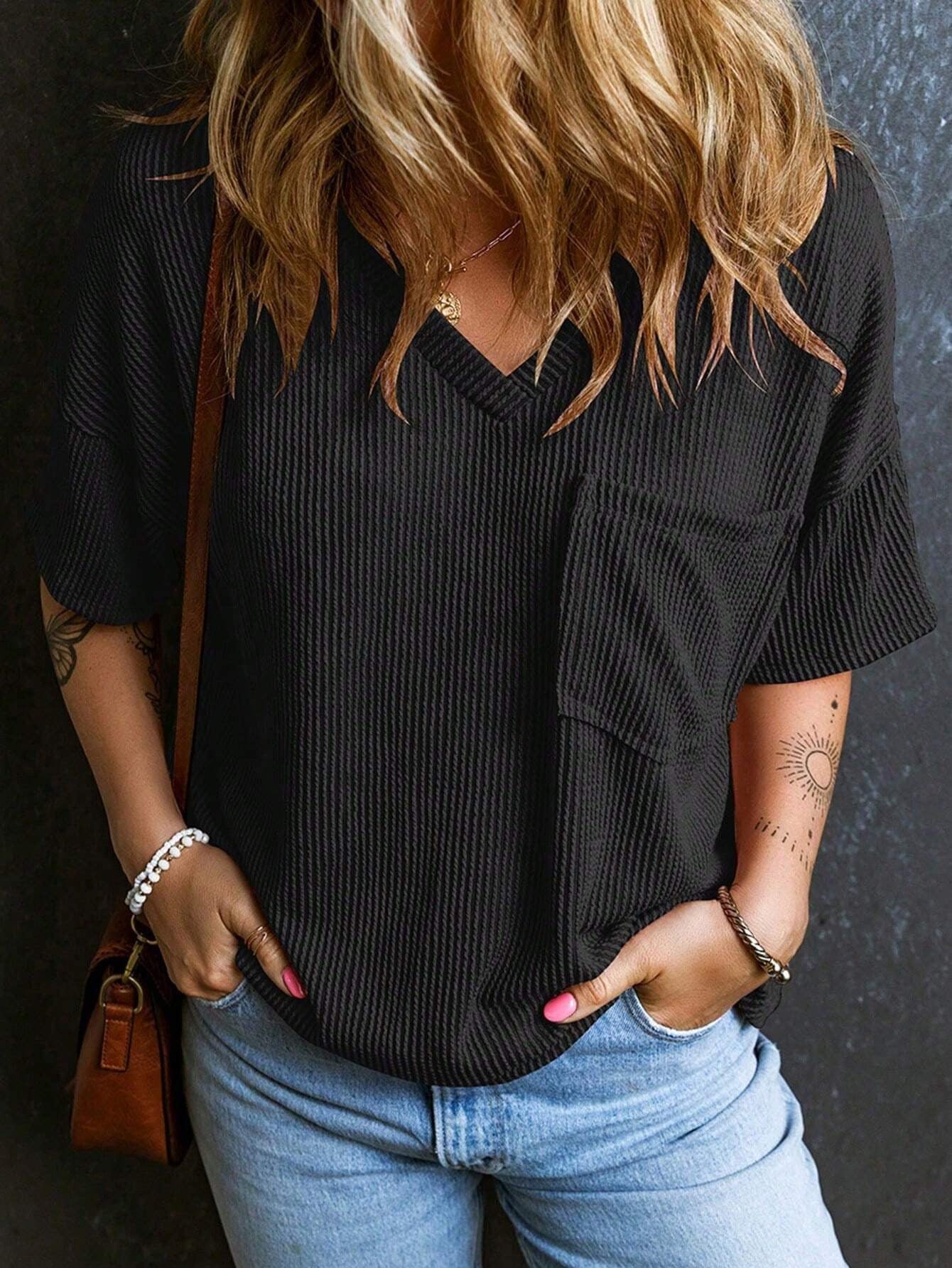 Top Bicolore à Manches Courtes – Casual Chic & Confort Assumé