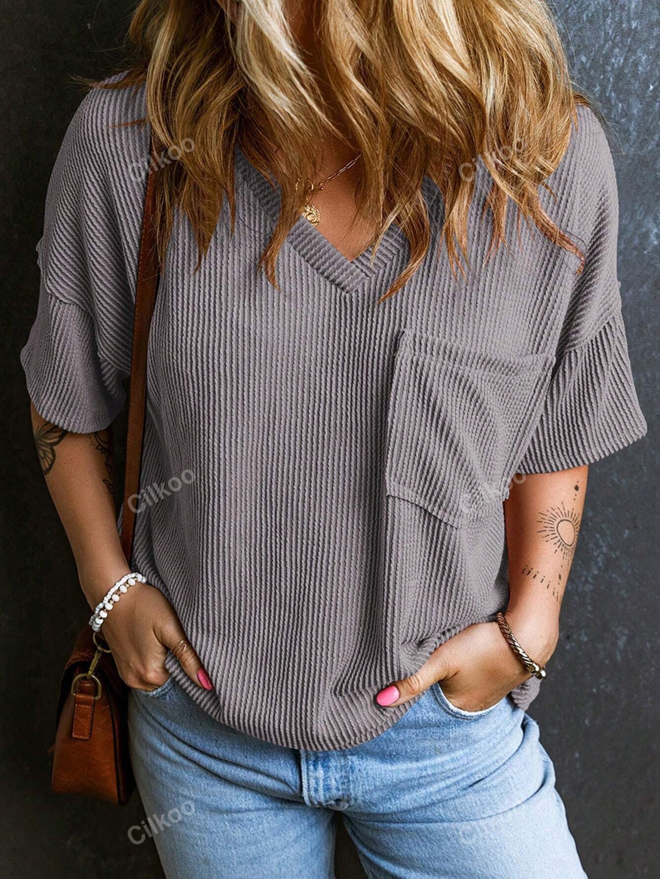 Top Bicolore à Manches Courtes – Casual Chic & Confort Assumé