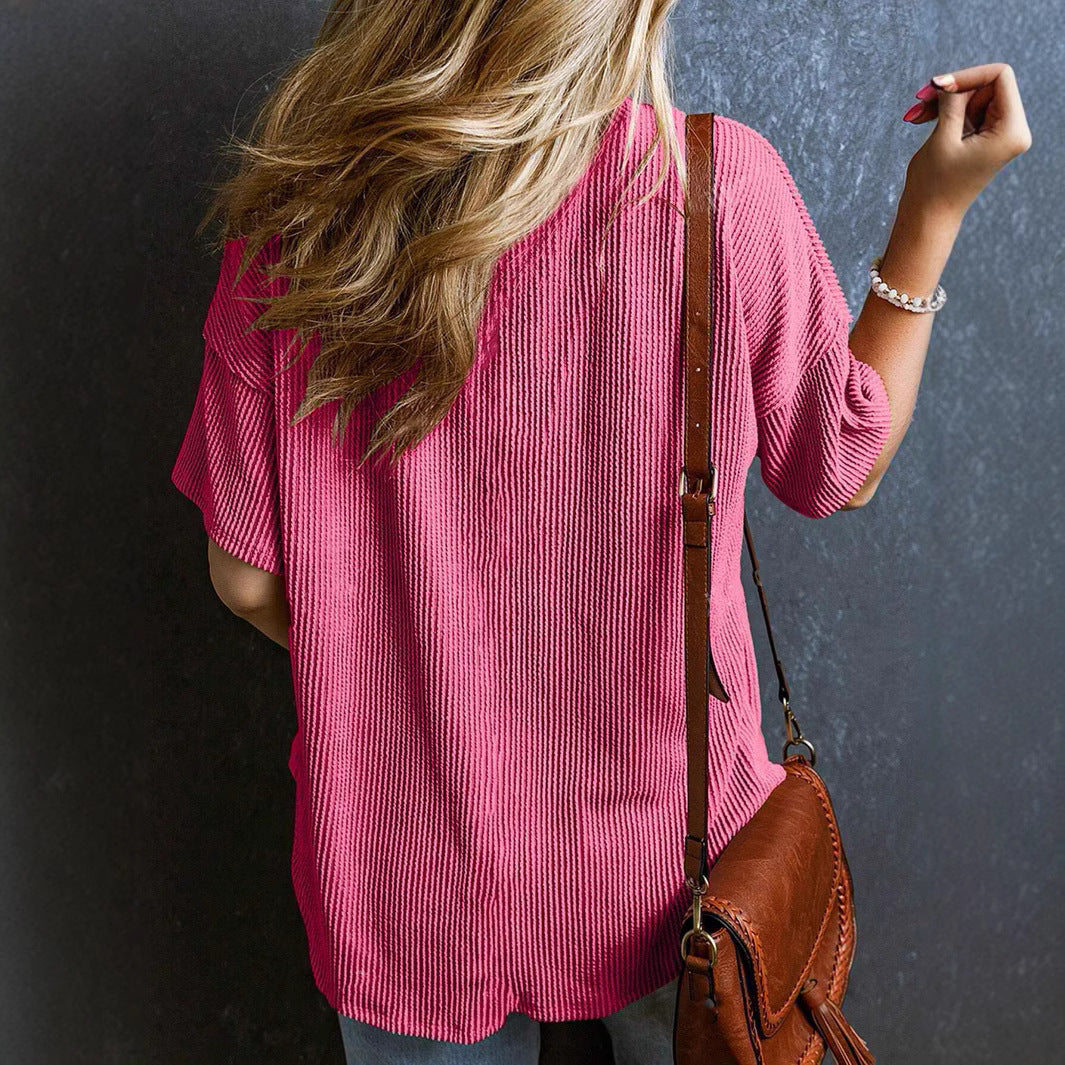 Top Bicolore à Manches Courtes – Casual Chic & Confort Assumé