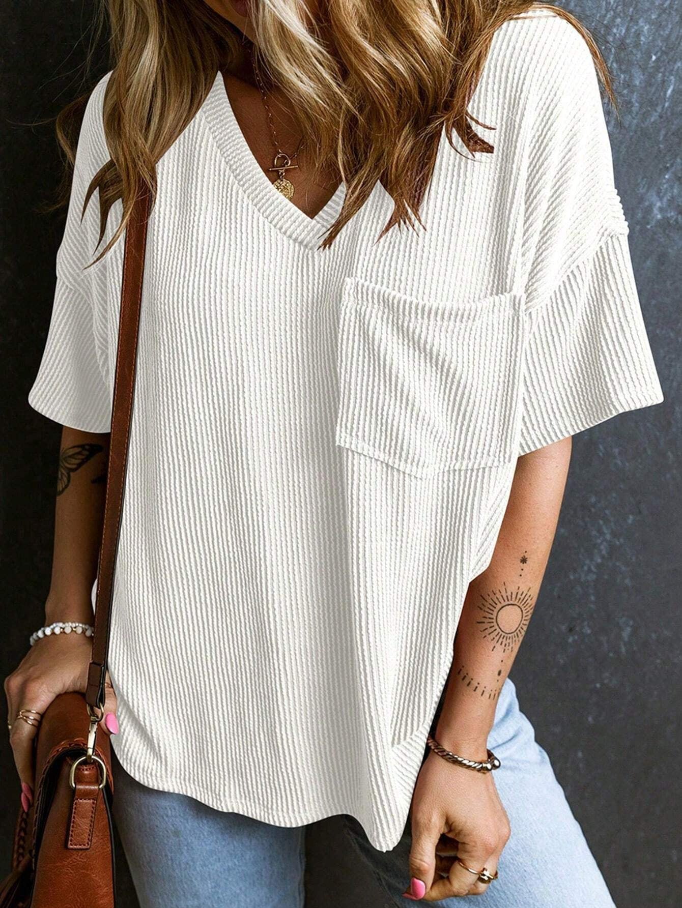 Top Bicolore à Manches Courtes – Casual Chic & Confort Assumé