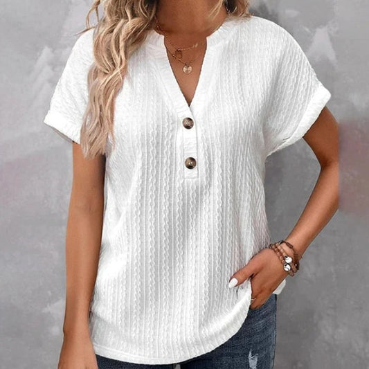 Top Alana – Manches Aériennes & Détail Boutonné