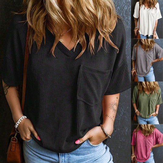 Top Bicolore à Manches Courtes – Casual Chic & Confort Assumé